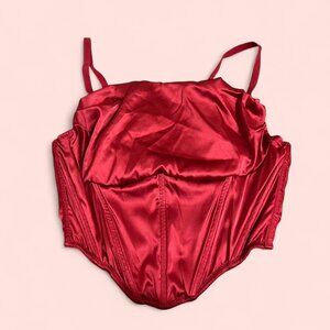 Urban outfitters Red corset top with gold zipper #glamour has some weird spots i